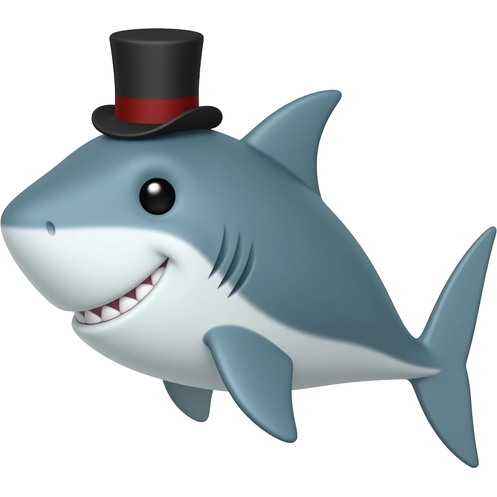 Shark with a top hat emoji