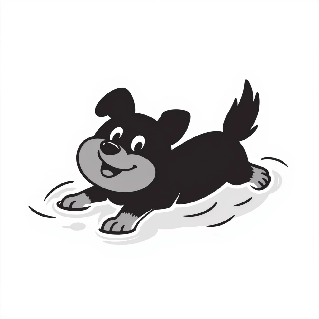 dog swimming in water, hand drawn doodle style, sketchy, simple lines emoji