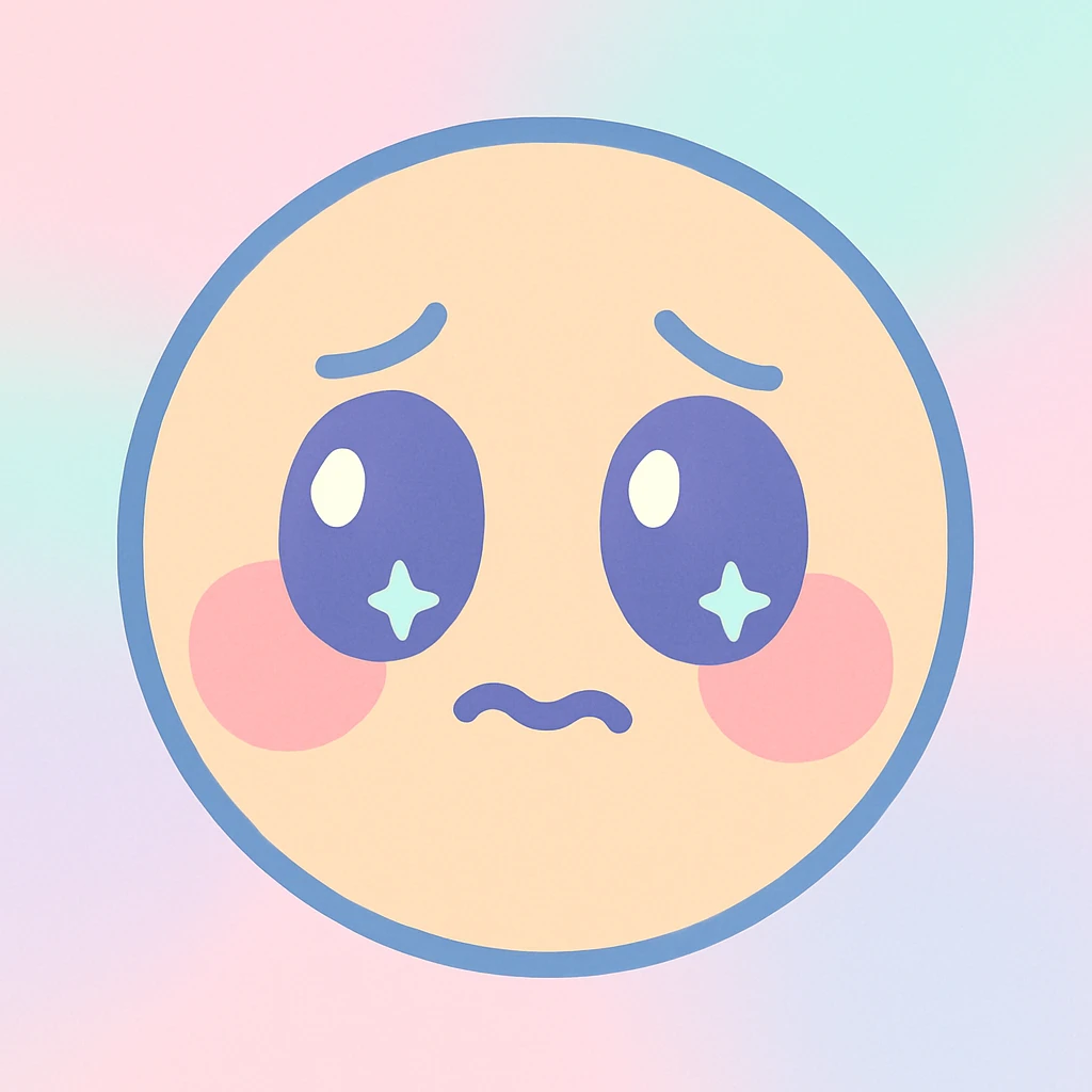 cute emoji with a shy, uncomfortable expression, pastel colors, pink cheeks, a soft and trendy style, looking away emoji