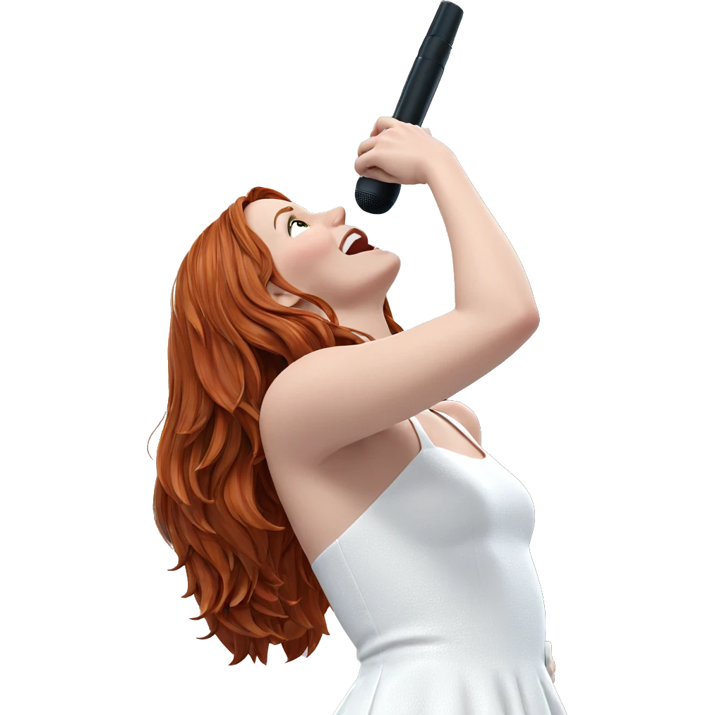 singing girl in white dress emoji