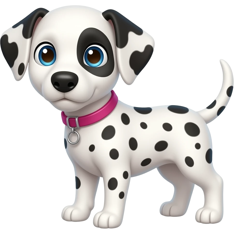 Puppy Dalmatian with brown blue eyes spots with pink collar emoji