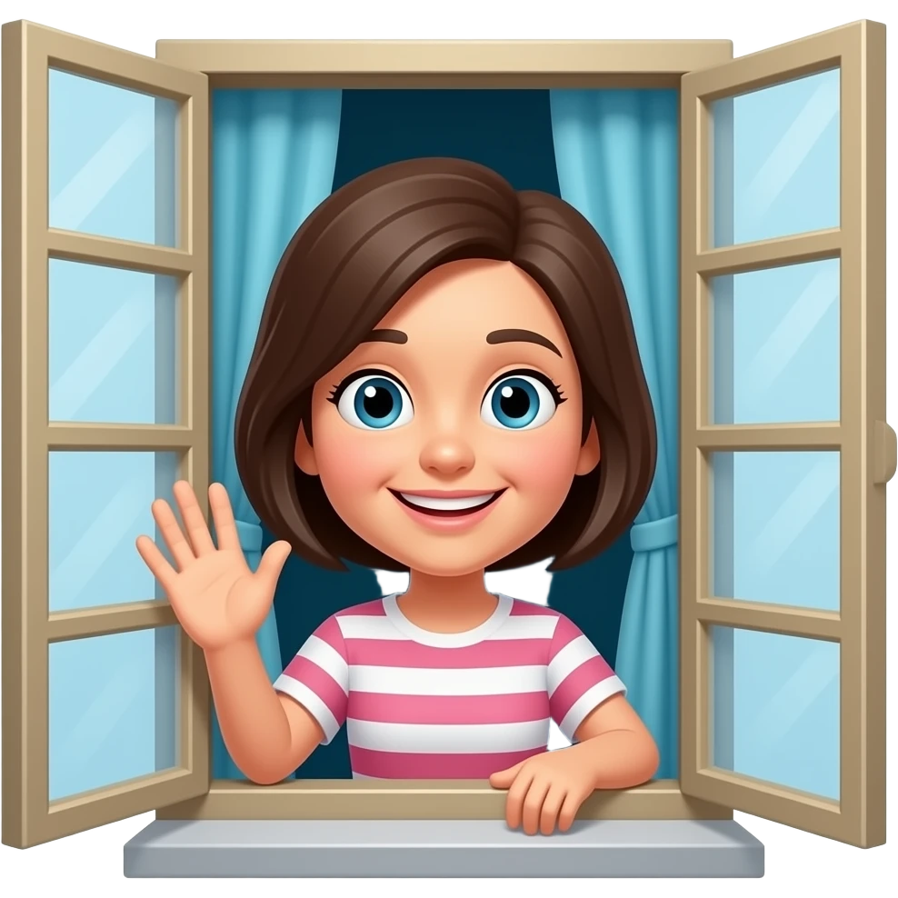 A person waving from a window. emoji