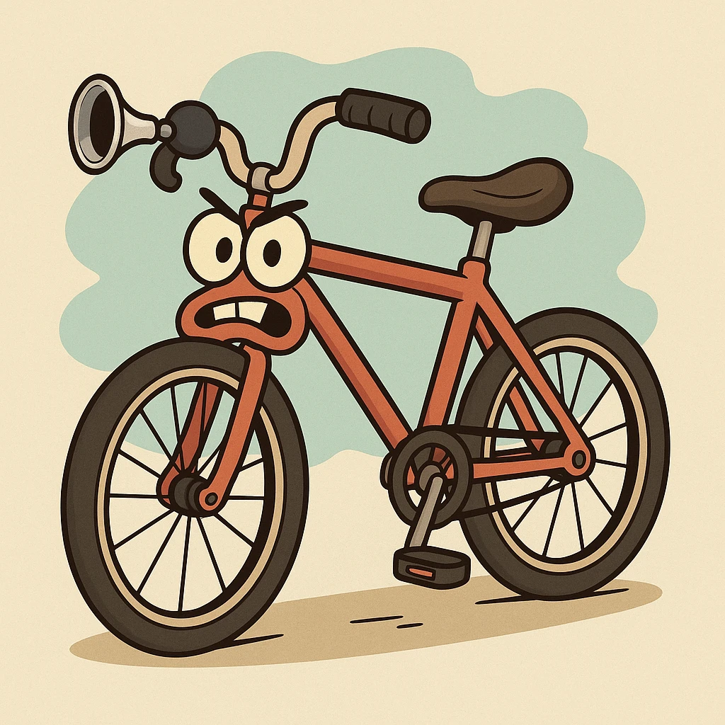 a cartoonish cycle with a visible horn attached emoji