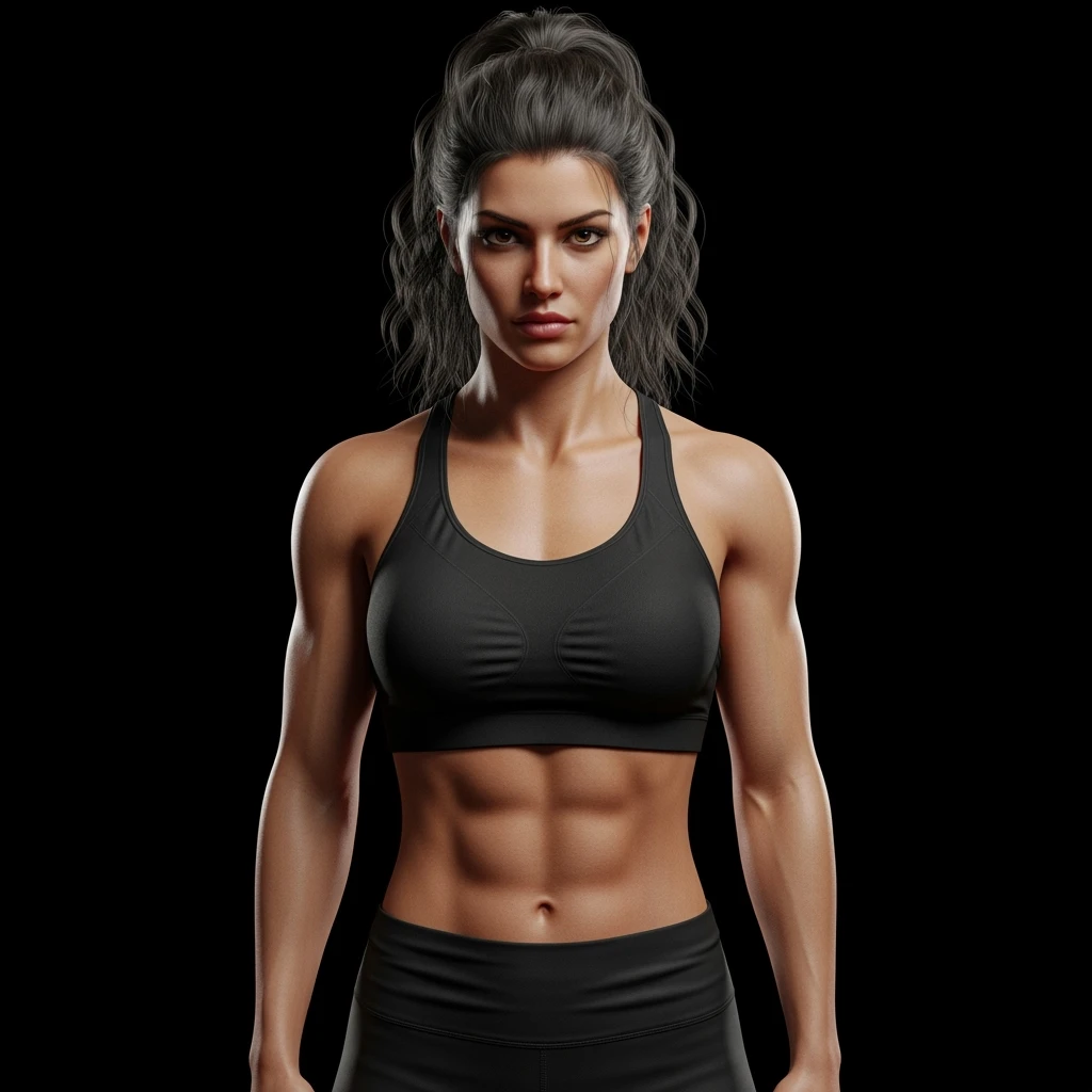 DONNA FITNESS ITALIANA REALISTICA IN FORMA, POSA FRONTALE IPERREALISTICA 4K, SENZA SFONDO emoji