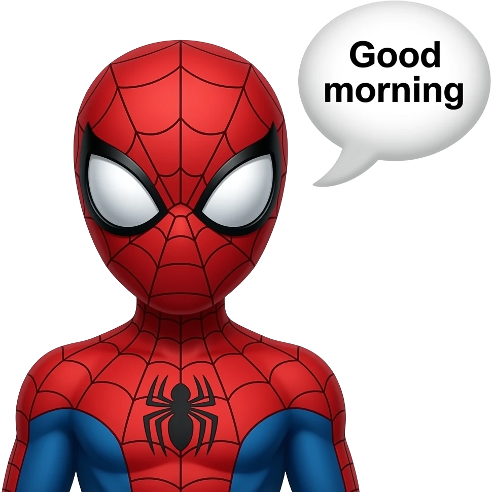 Spiderman Spiderman Spiderman emoji that says good morning emoji