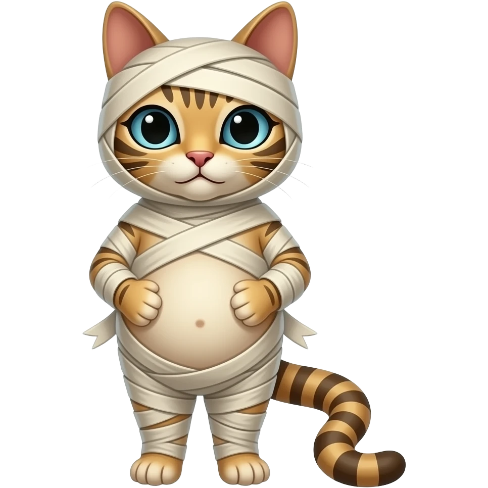Egyptian cat Mummified covered cat  pregnant belly emoji