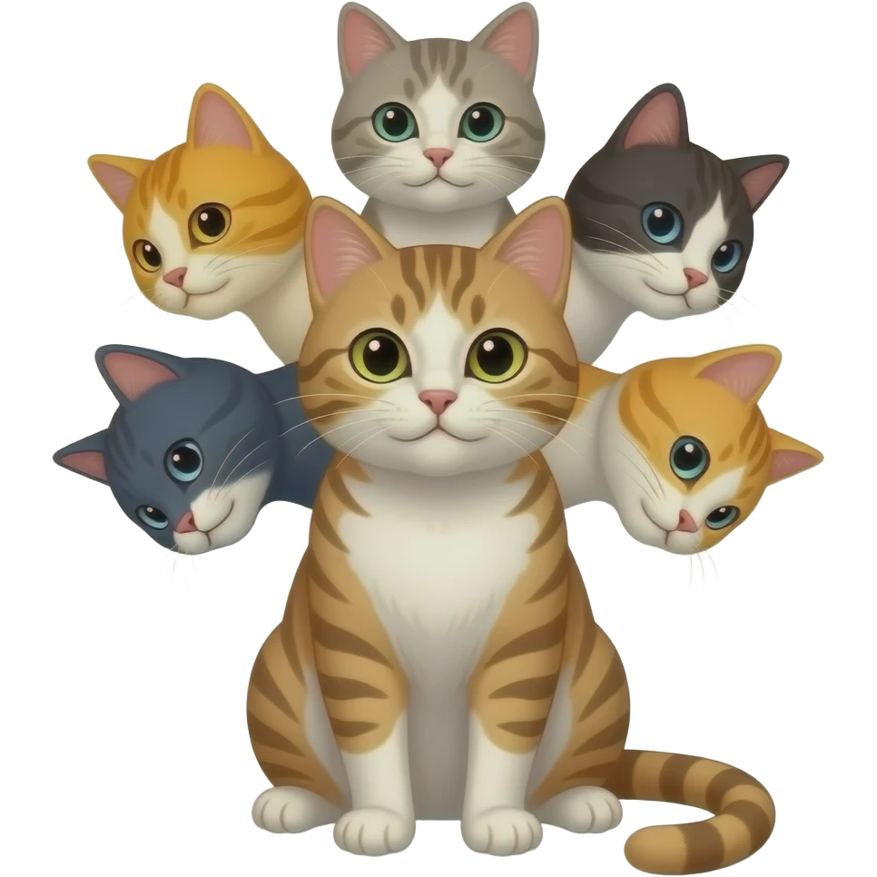 cat with seven different heads emoji