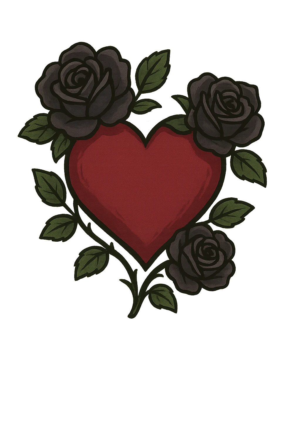 gothic heart with dark roses, remove background emoji