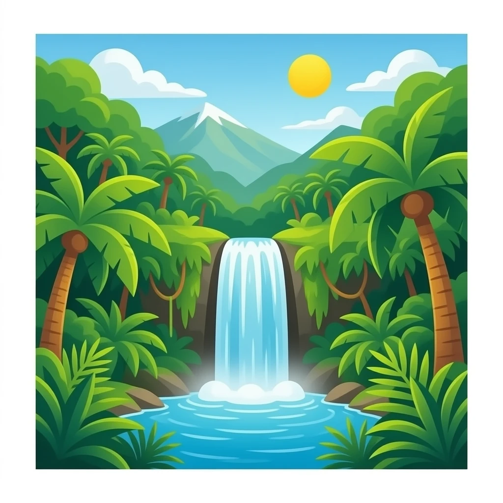 Jungle and waterfall emoji
