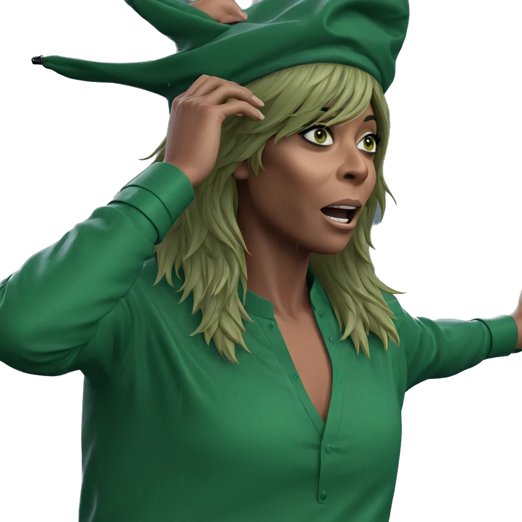 rainy day with green shirt emoji