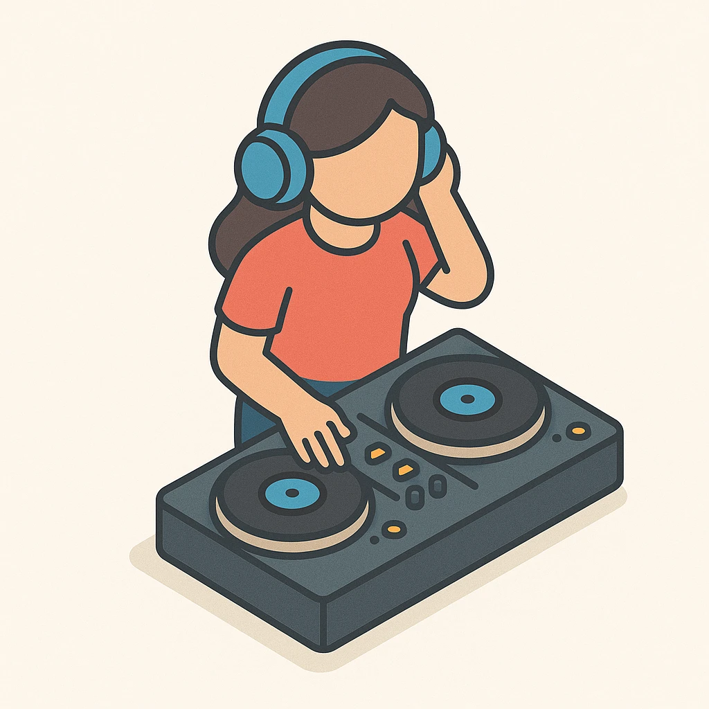 girl playing DJ set emoji