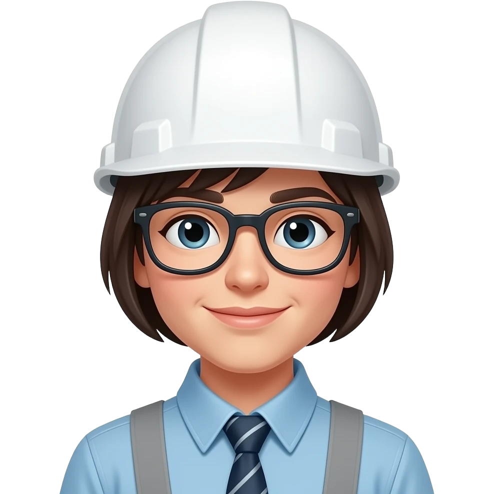 short hair with eyeglass engineer with white hardhat emoji