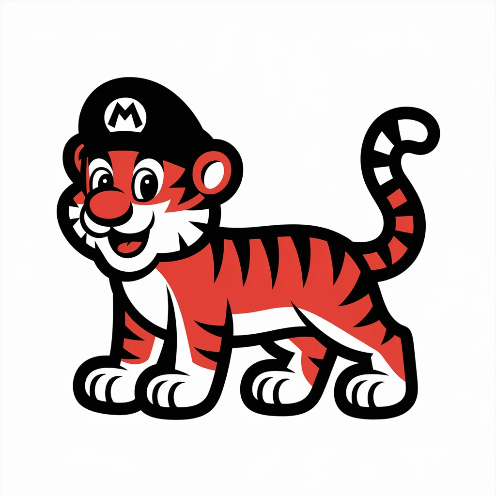 Tiger Mario icon black silhouette emoji