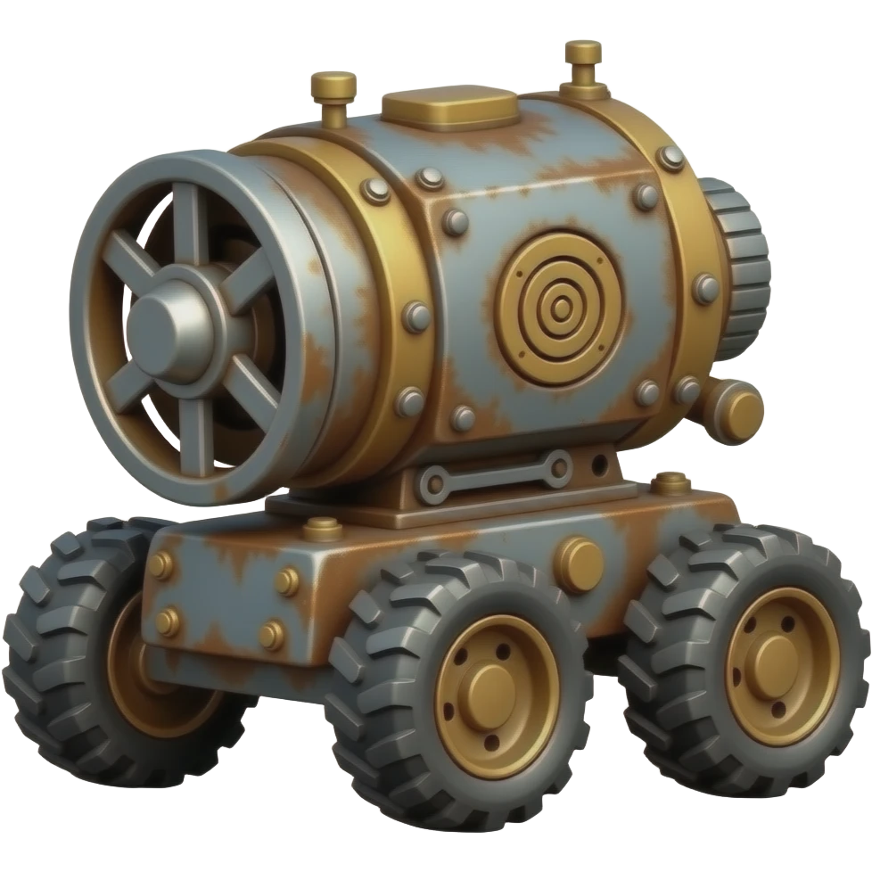 rusty machine on wheels emoji