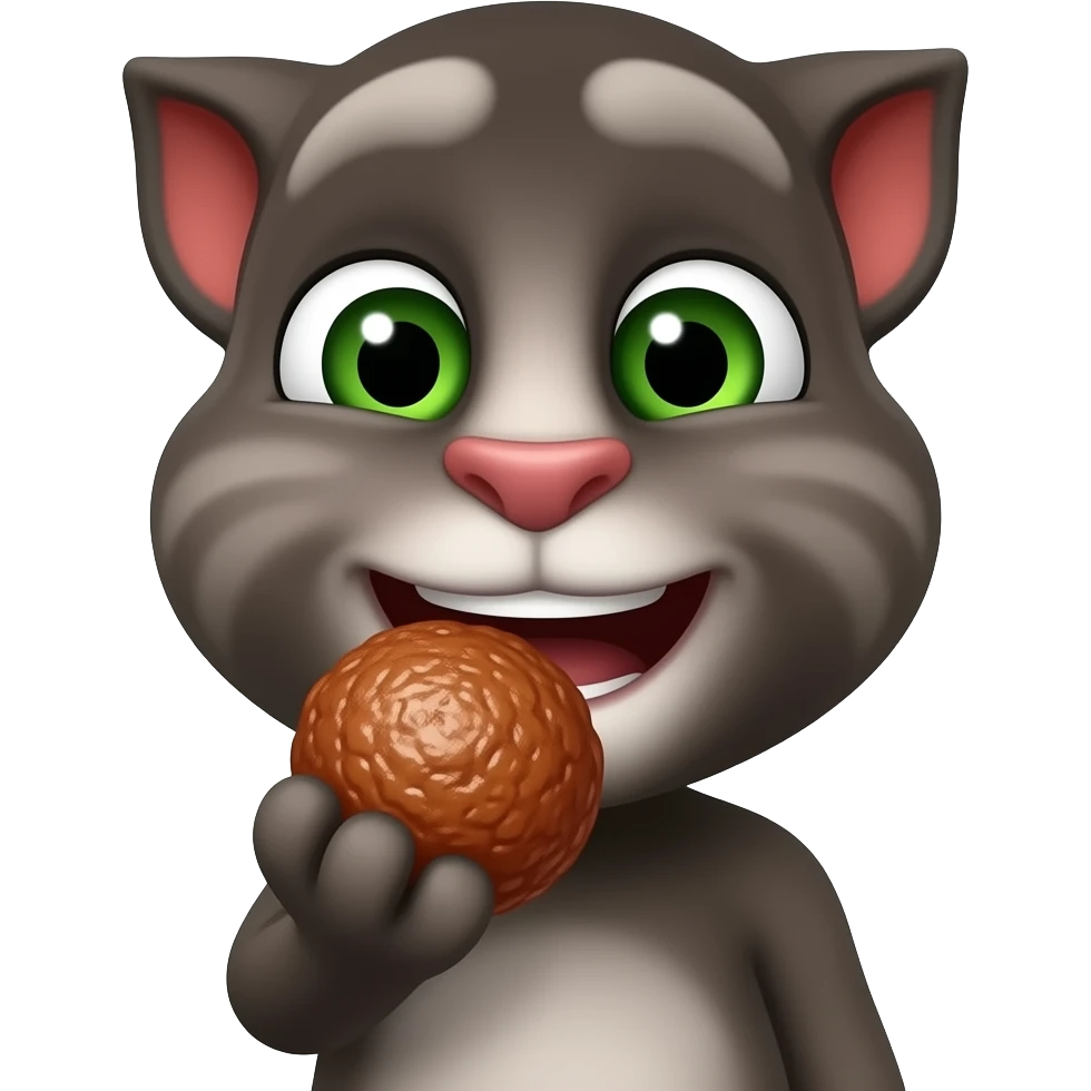 Talking Tom mmm meatball emoji