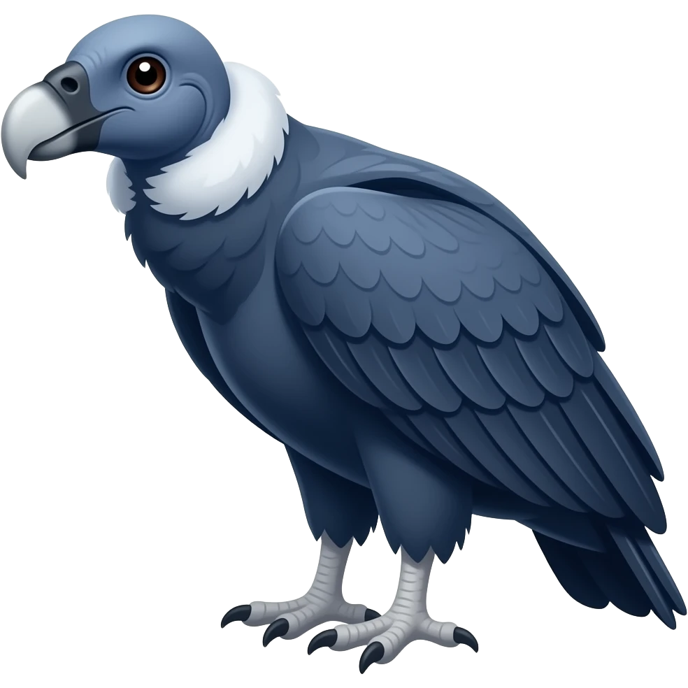 A condor (Vultur gryphus) emoji, with a cobalt blue hue, without other exaggerated colors, full body, menacing look, slightly mischievous, with a slight smile. emoji