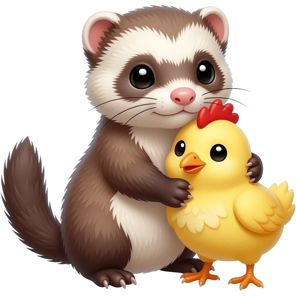 Quiero un húron habrasando a un pollito emoji