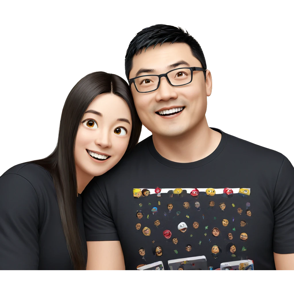 smiling boys in black shirts emoji