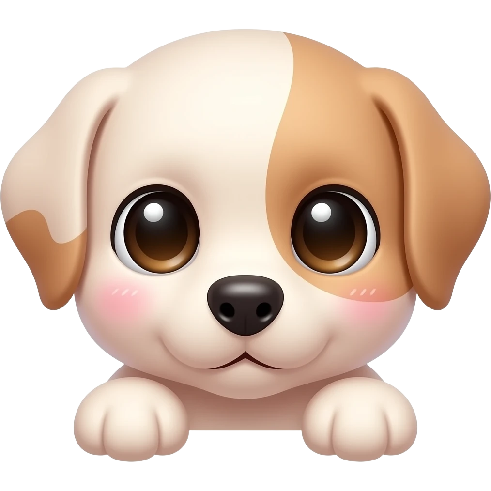 puppy eyes emoji, glossy big eyes, soft pink and beige tones, kawaii aesthetic emoji