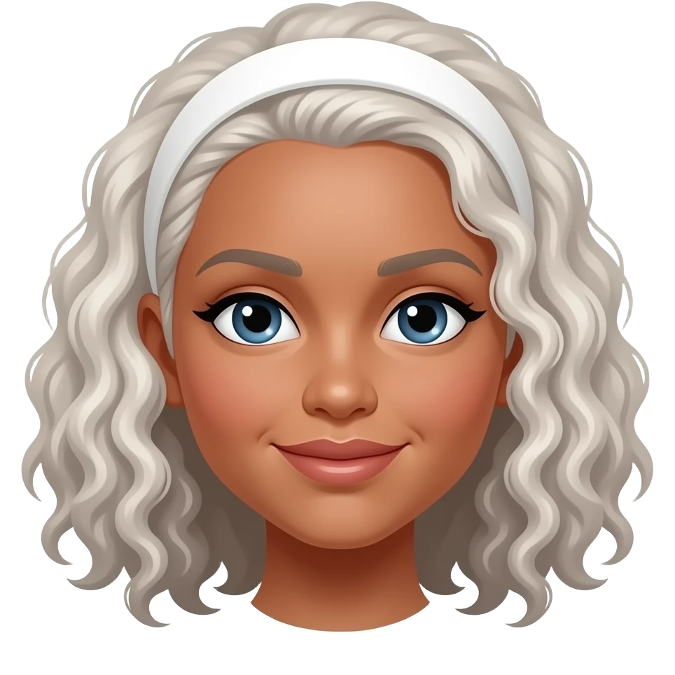 White curly hair woman with a white headband emoji