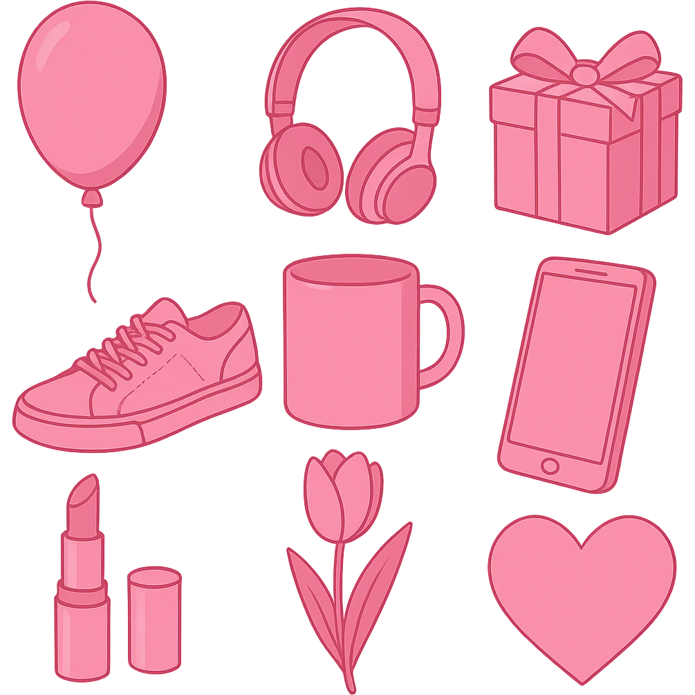 pink objects, no background emoji