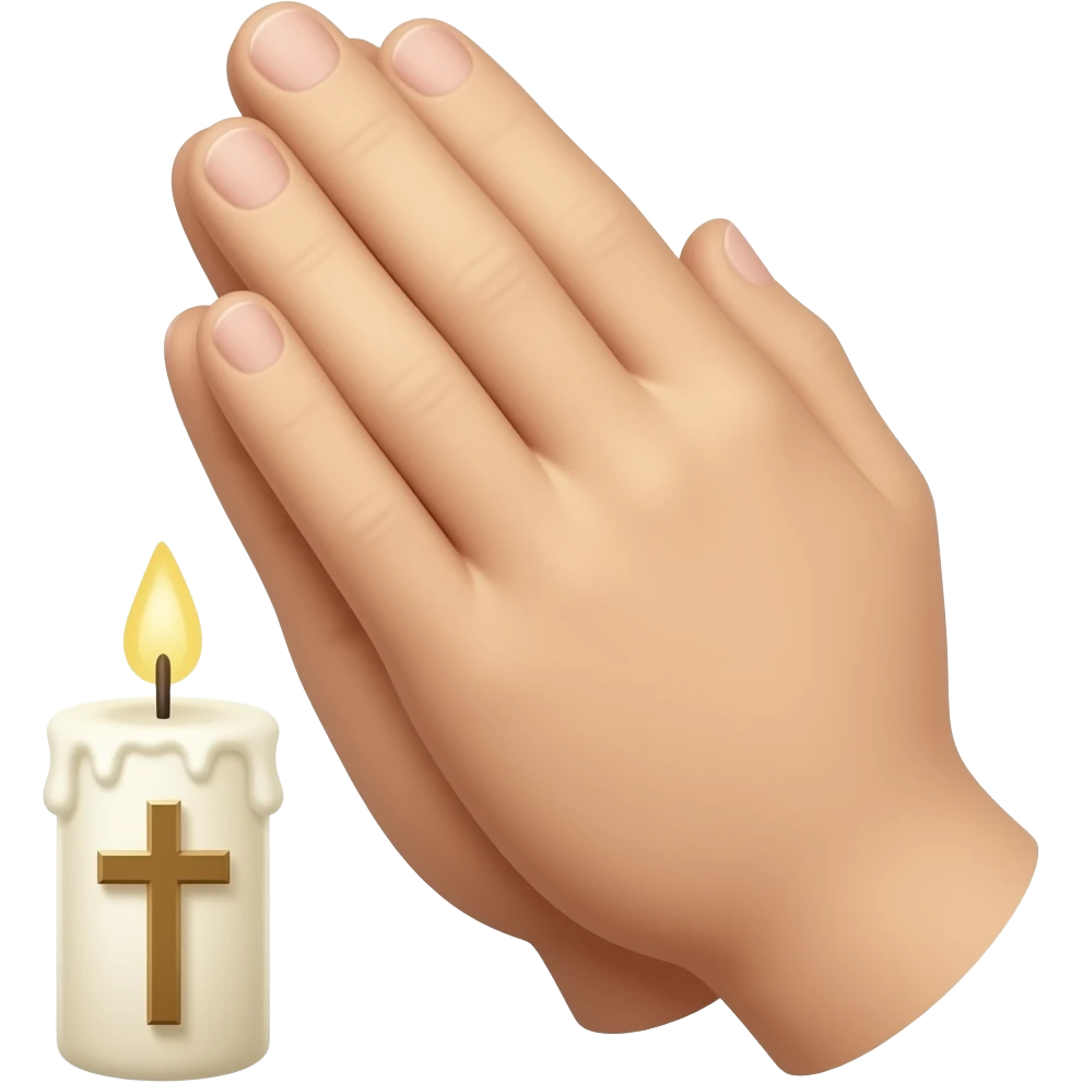 крест и маленькая свеча/руки, сложенные в молитве emoji