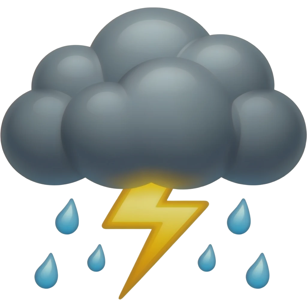 big dark cloud with rain and lightning without background emoji