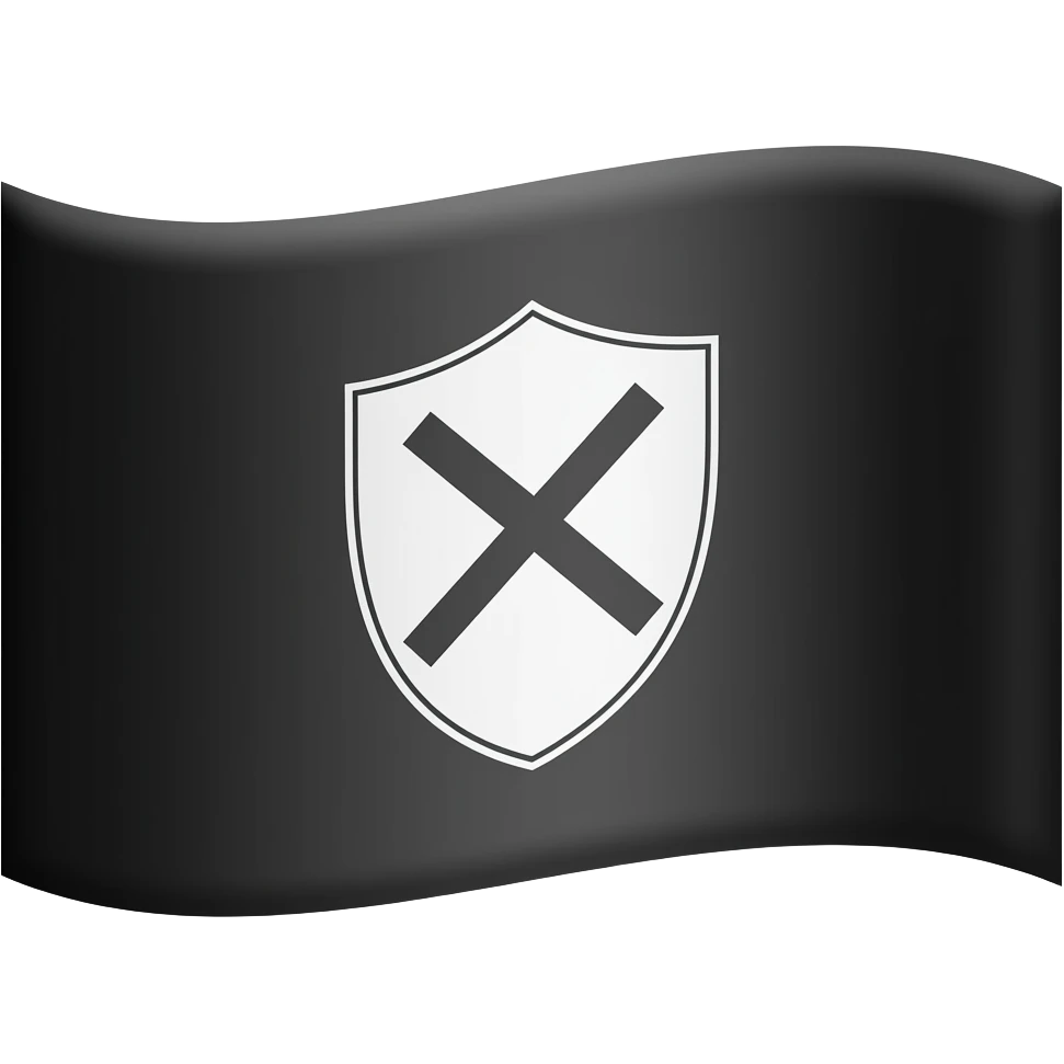 Make a black flag with a white shield in the middle with a nordic rune inside emoji