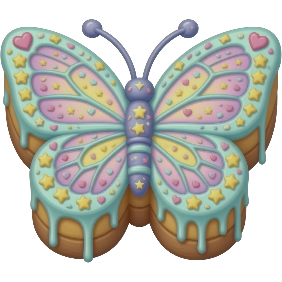 Butterfly cake with heart sprinkles and star confey emoji