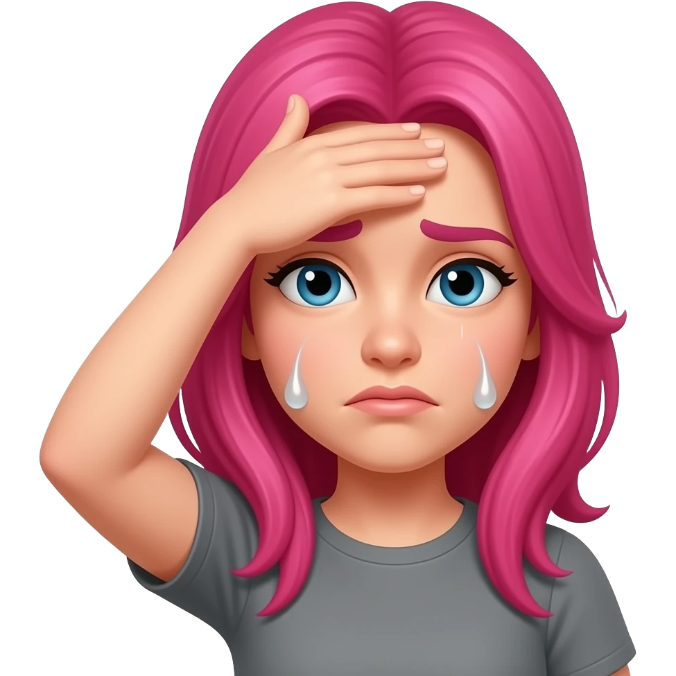 pink hair emoji female palm on face duh emoji