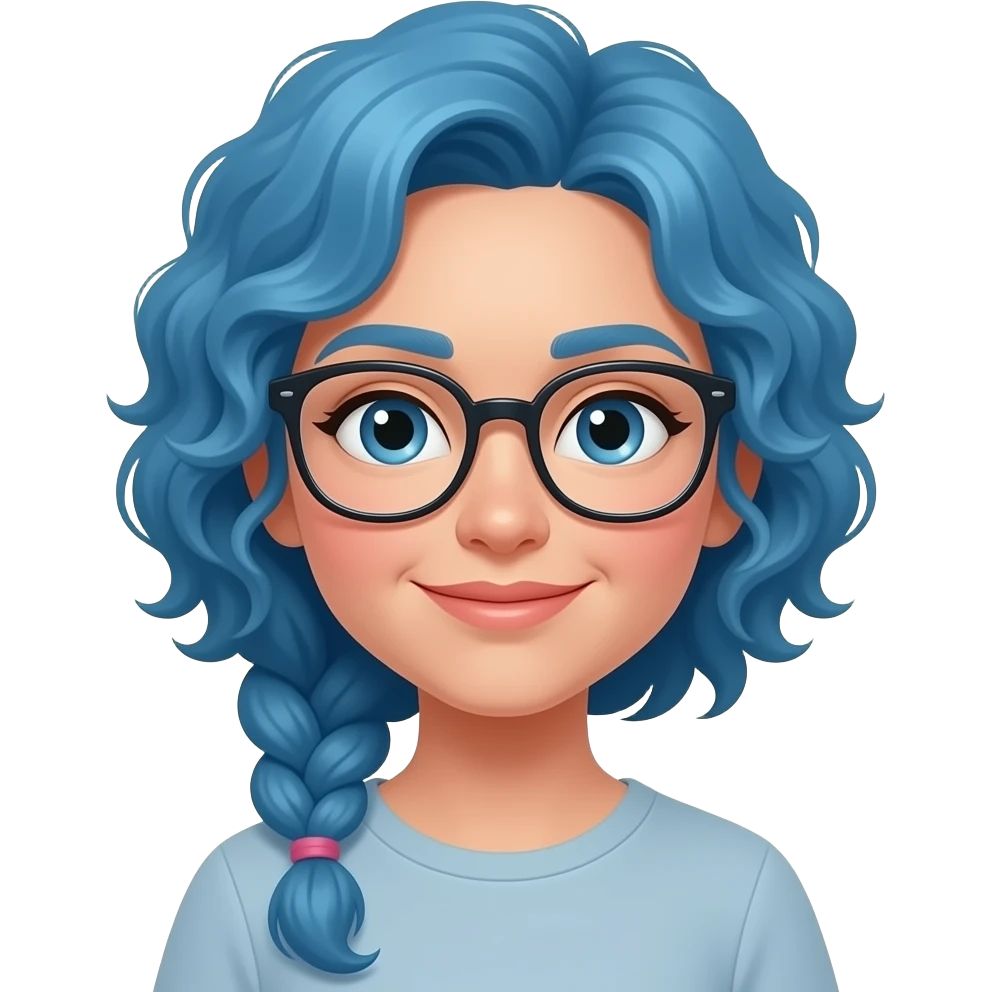 girl with curly blue hairs braid with glasses change women face emoji