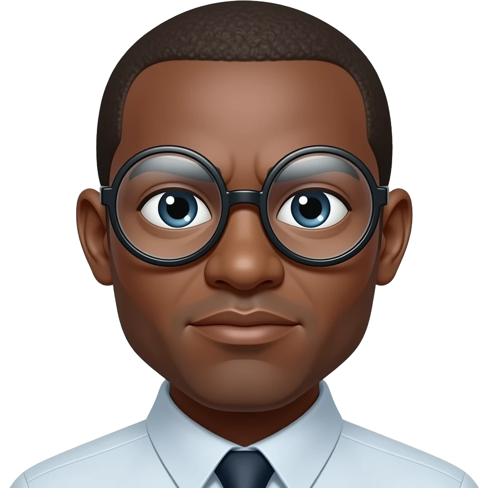 너드 표정을 하고 돋보기 안경을 쓰고 바가지머리를 한 흑인 emoji