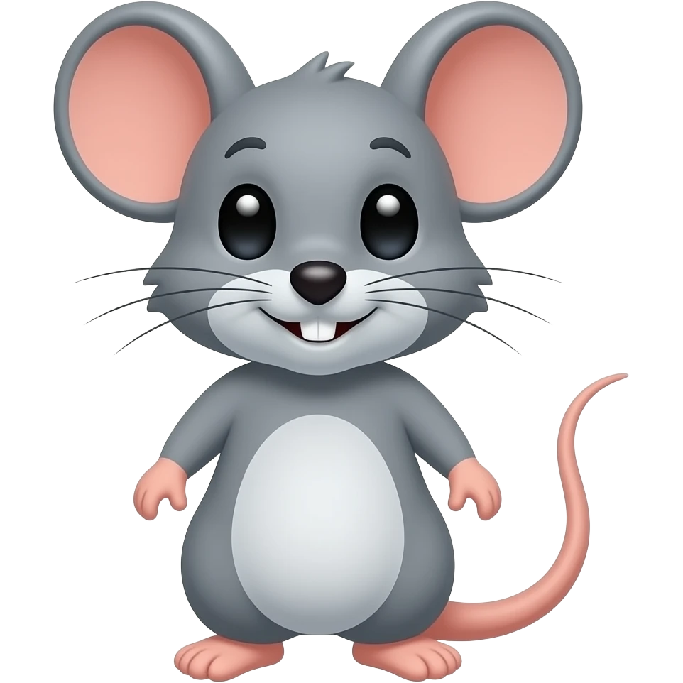 Cartoon 2d grey mouse emoji