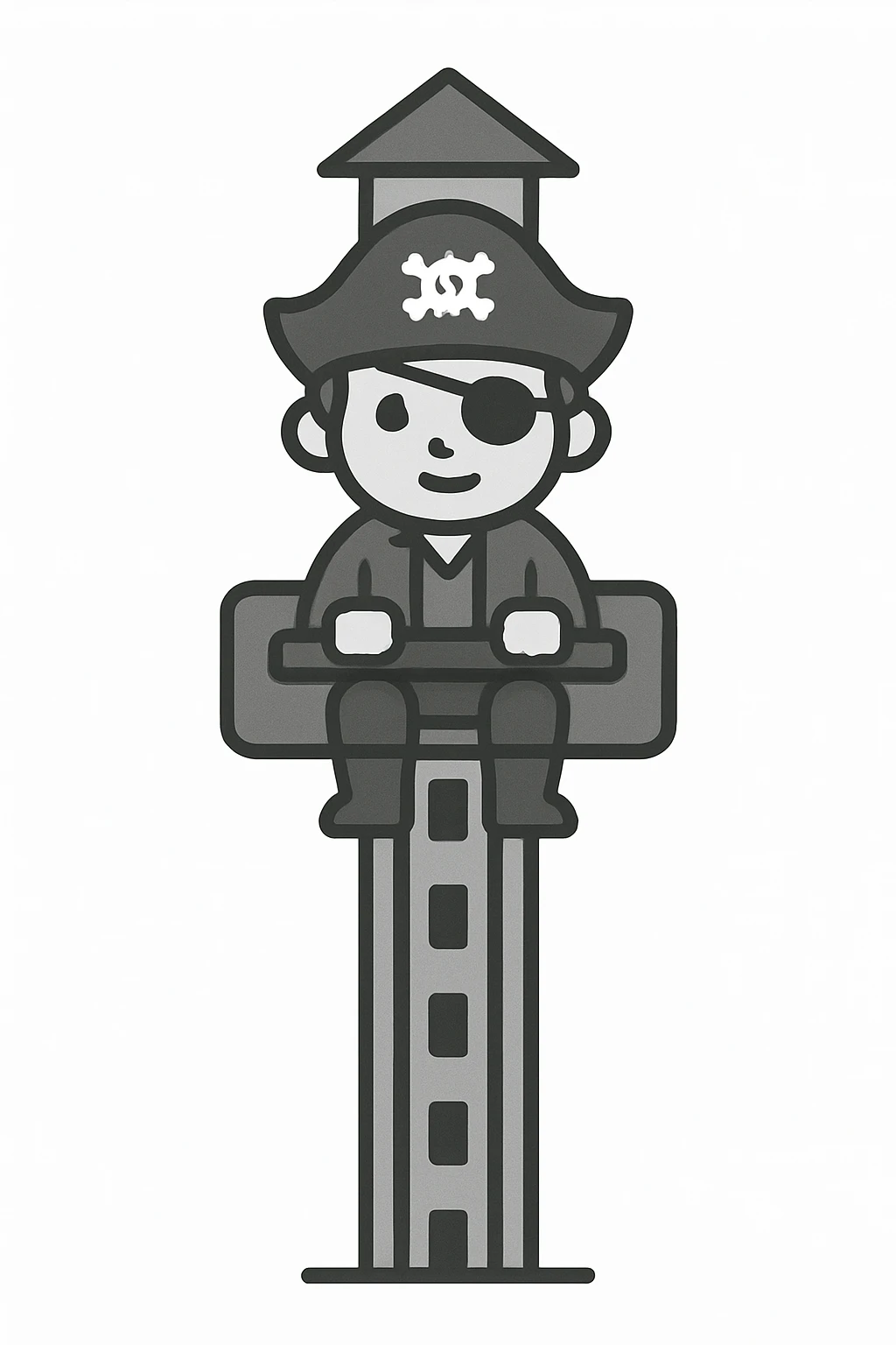 Un pirate sur une tour de chute de parc atrraction pirate  emoji