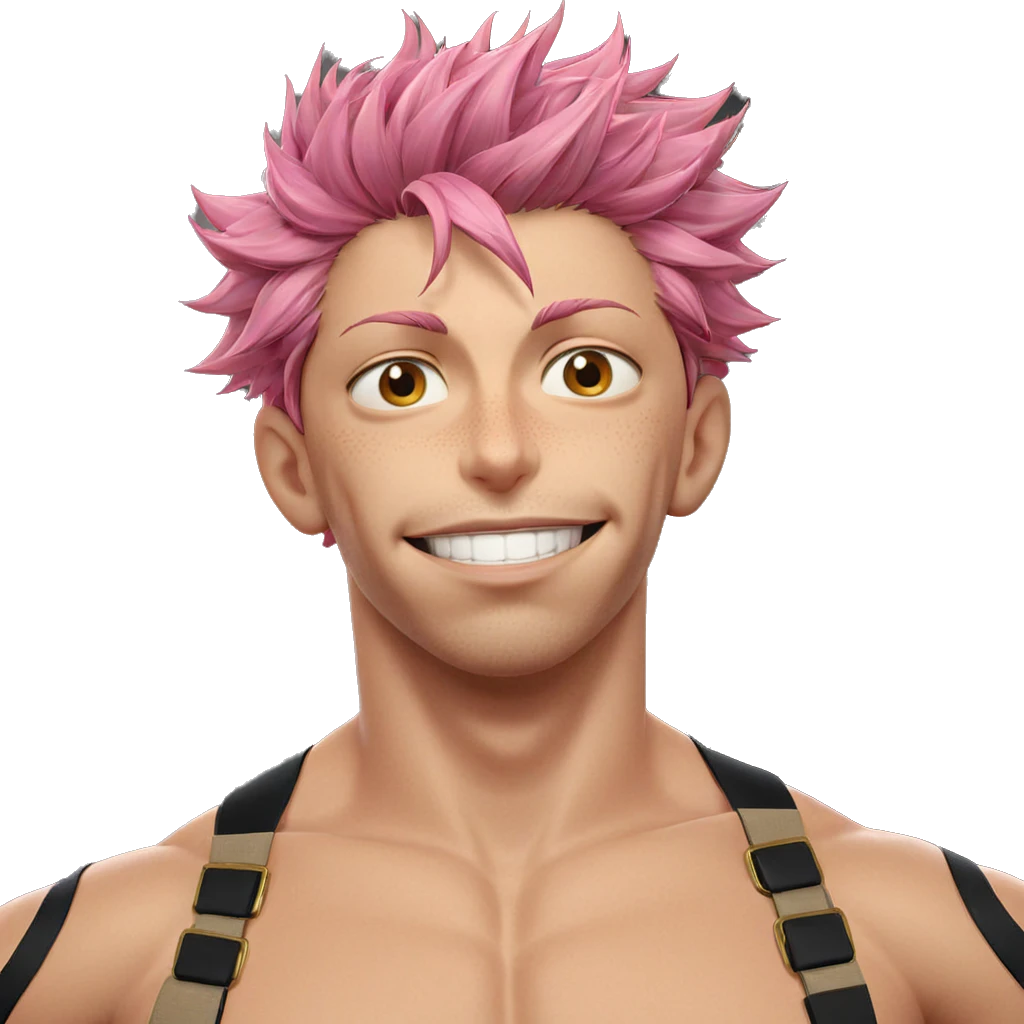 smiling boy with pink hair emoji