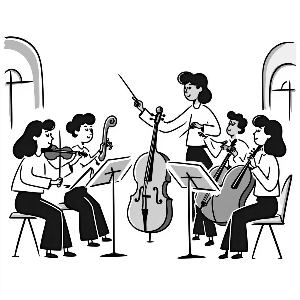 orchestra, hand drawn doodle style emoji