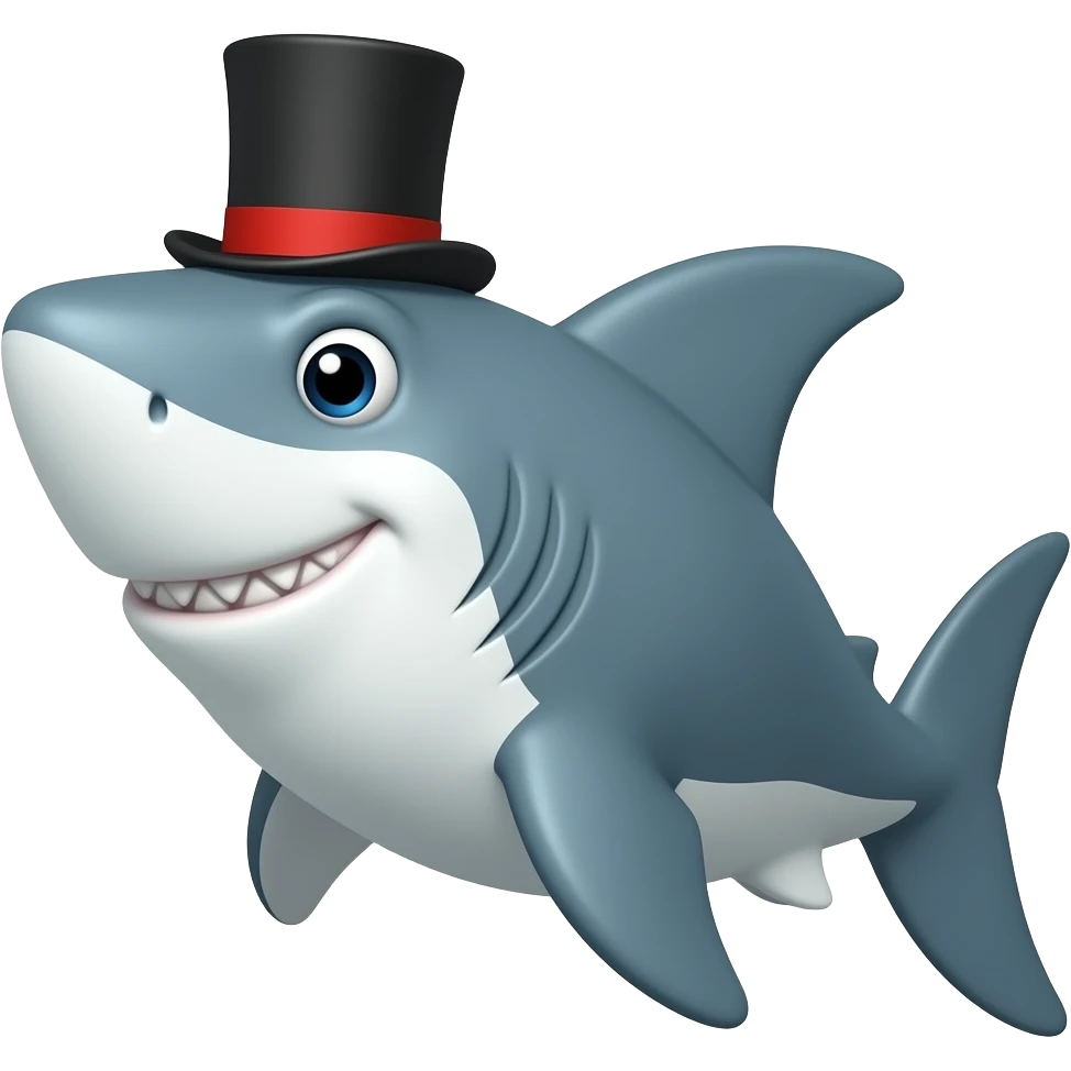 Shark with a top hat emoji
