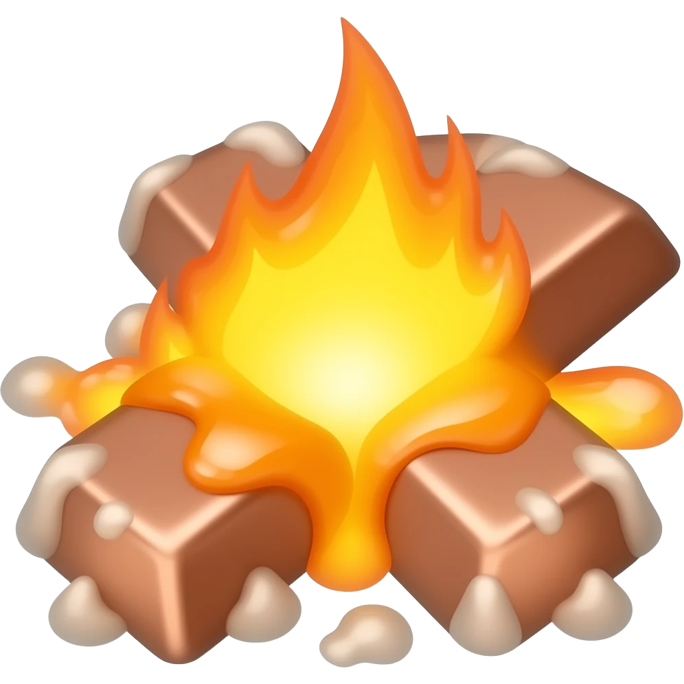 Simple red copper bars that are melting emoji