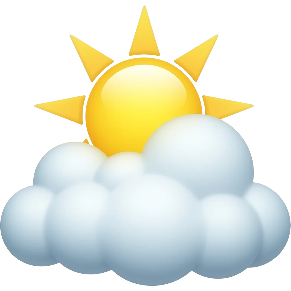 sun shinning from behind fluffy cumulus 2D drawn style emoji emoji