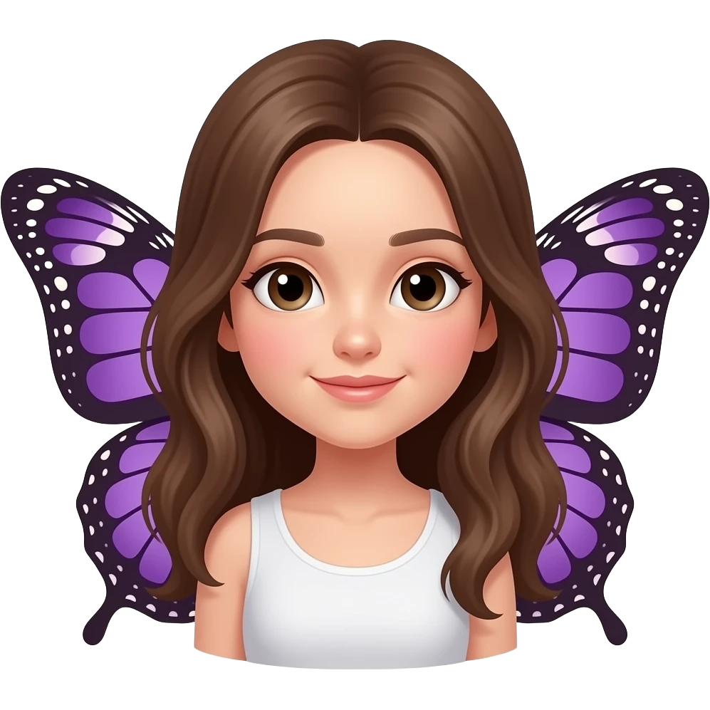 Девушка с фиолетовыми крыльями бабочки, смущается emoji
