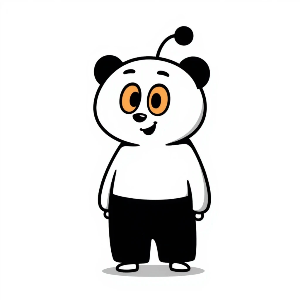 Reddit Snoo mascot, hand-drawn doodle style, white body, orange eyes, quirky and fun emoji