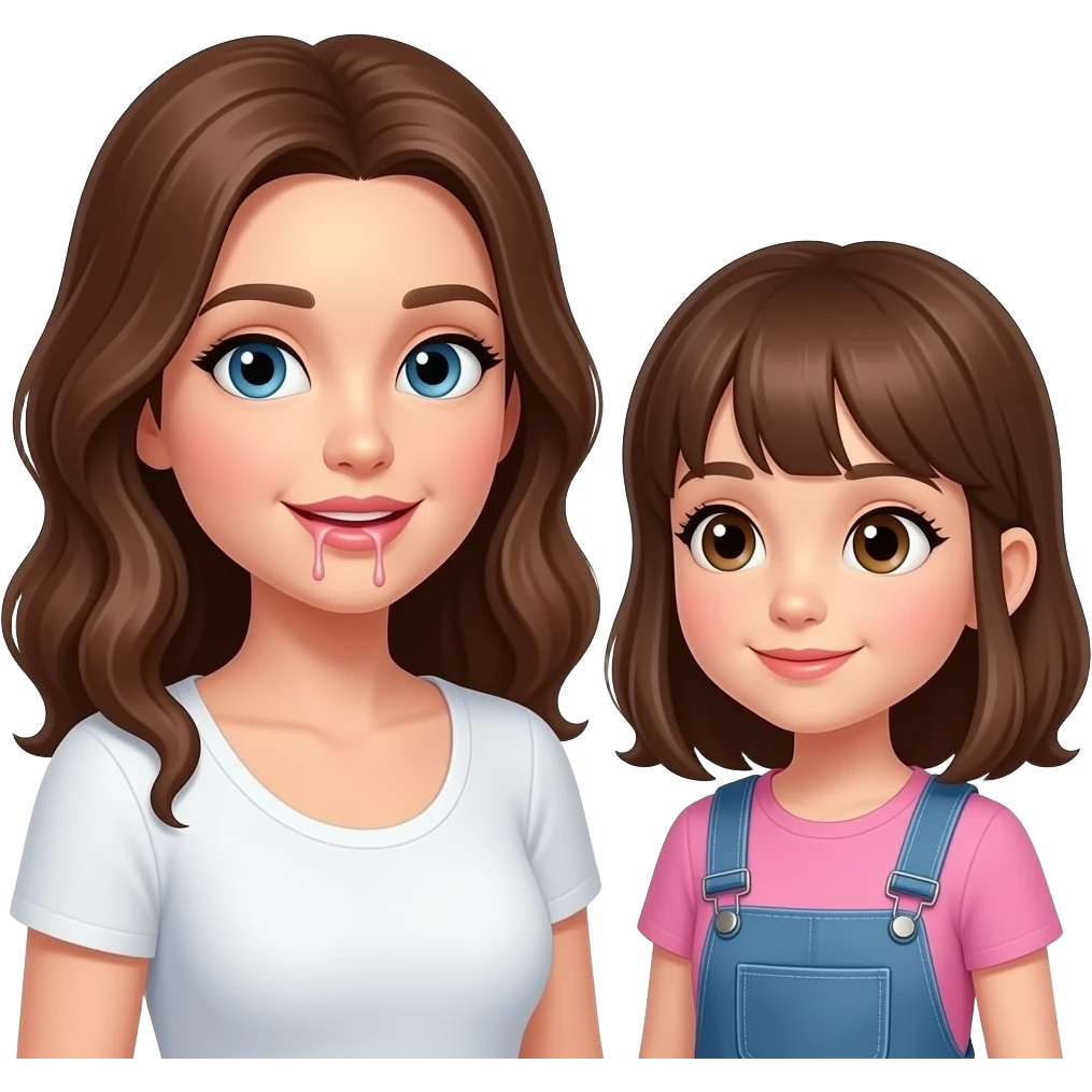 Mom has cum dripping from mouth, teen daughter beside her emoji