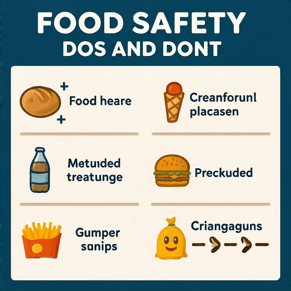 make a detail poster with title of "food safety dos and dont" emoji