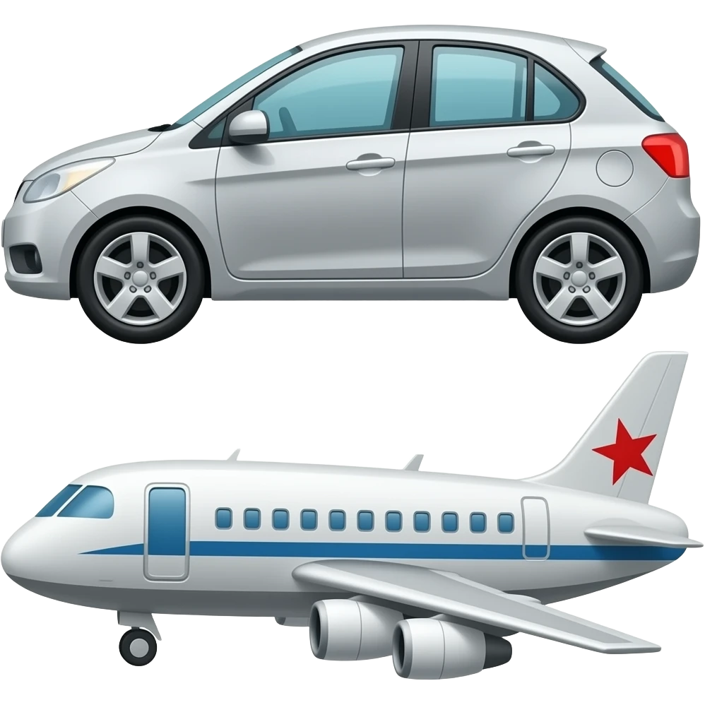 A car mixed with a train and a plane emoji