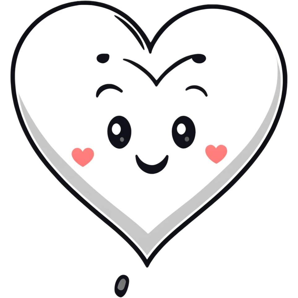 cute cartoon heart with face emoji