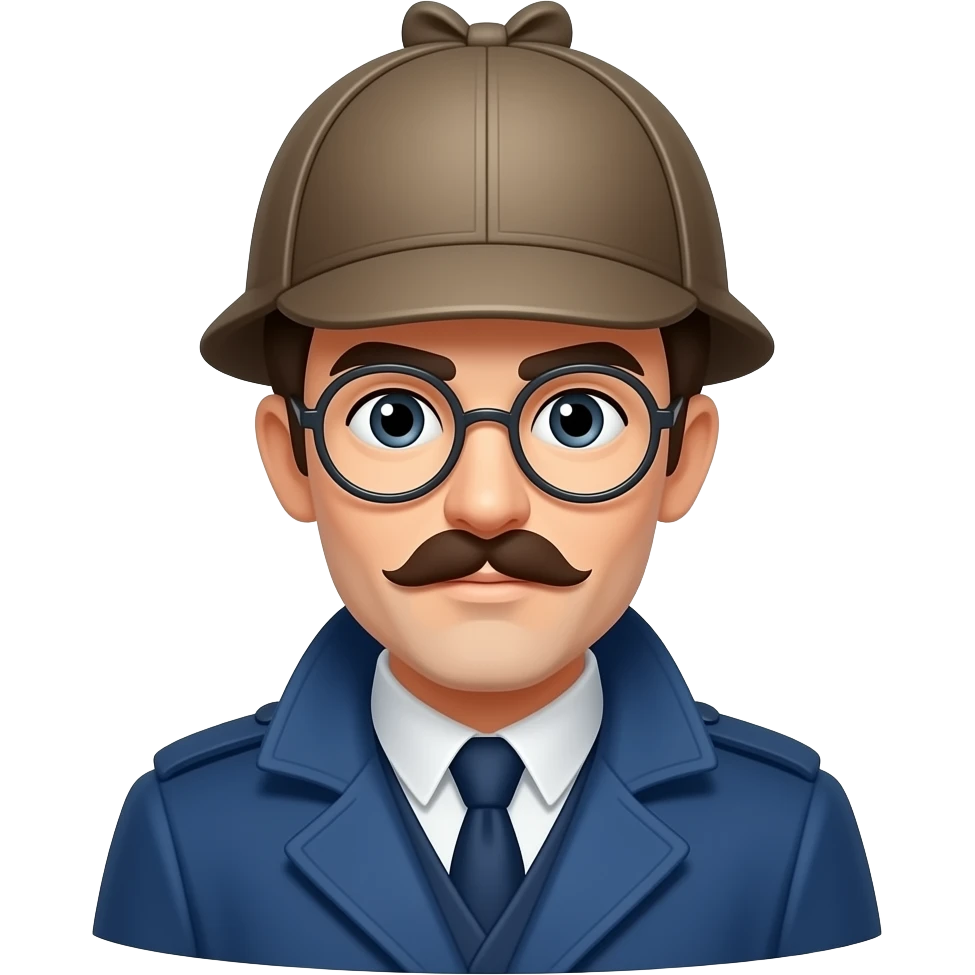 Sherlock Holmes icon, deerstalker hat, blue coat emoji