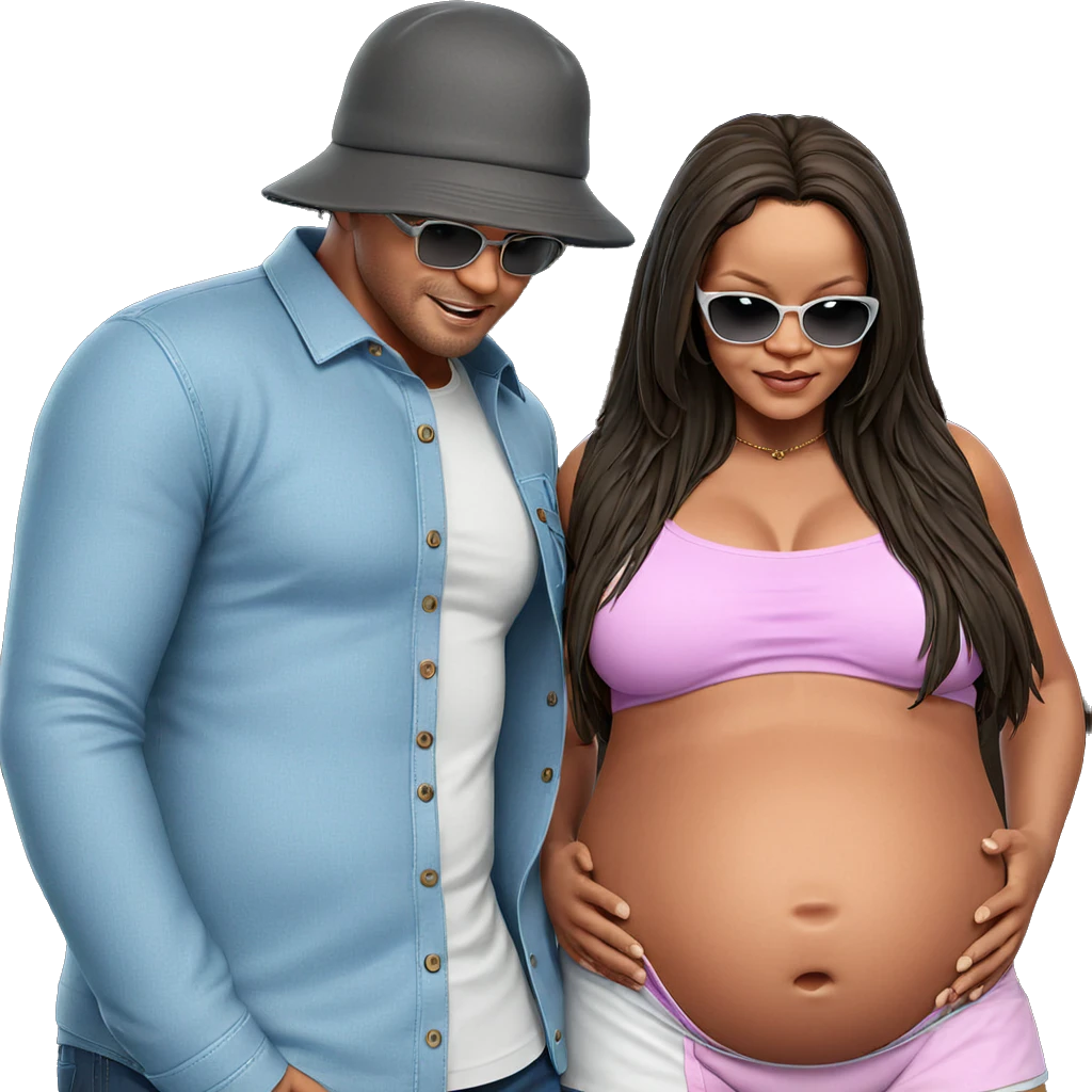 happy couple with big belly emoji