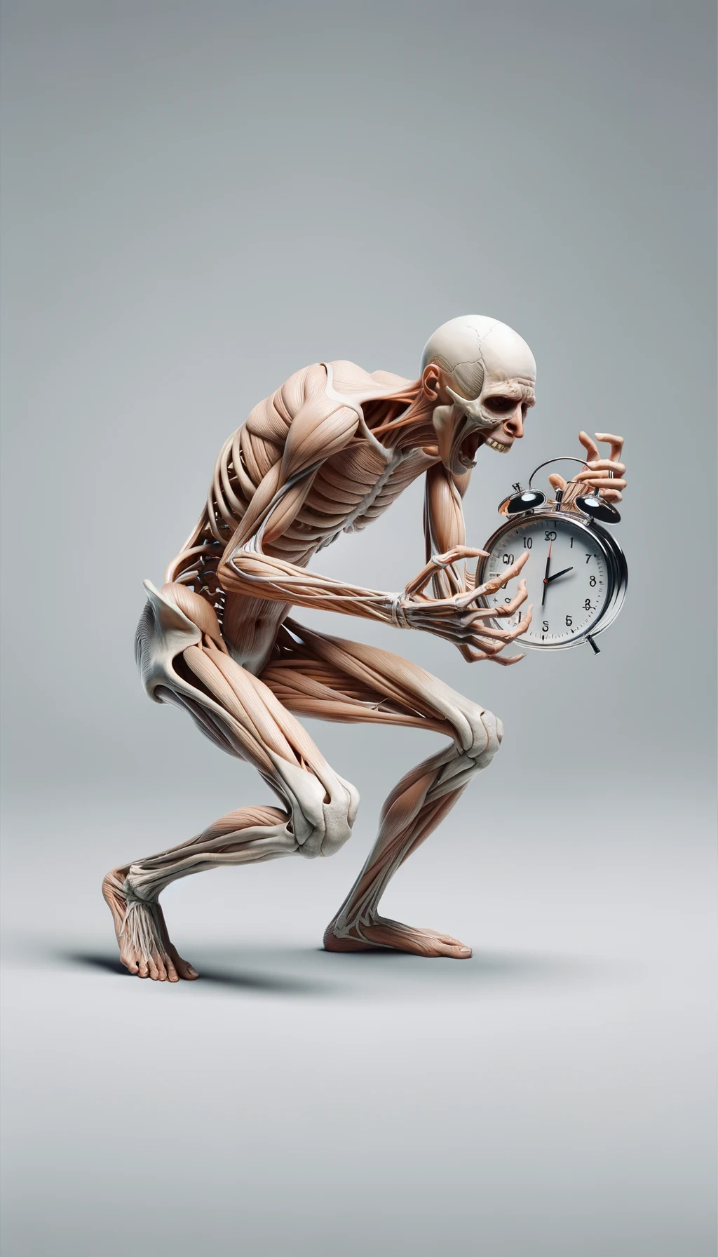 corpo umano anatomico CHE TIENE OROLOGI NELLE MANI E STA IMPAZZENDO PERCHé NON RIESCE A SVOLGERE TUTTE LE SUE ATTIVITà QUOTIDIANE: NON HA TEMPO, iperrealistico 4k emoji