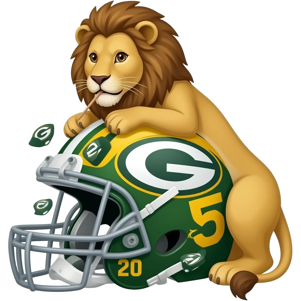 Detroit Lion shitting on a Green Bay packer emoji