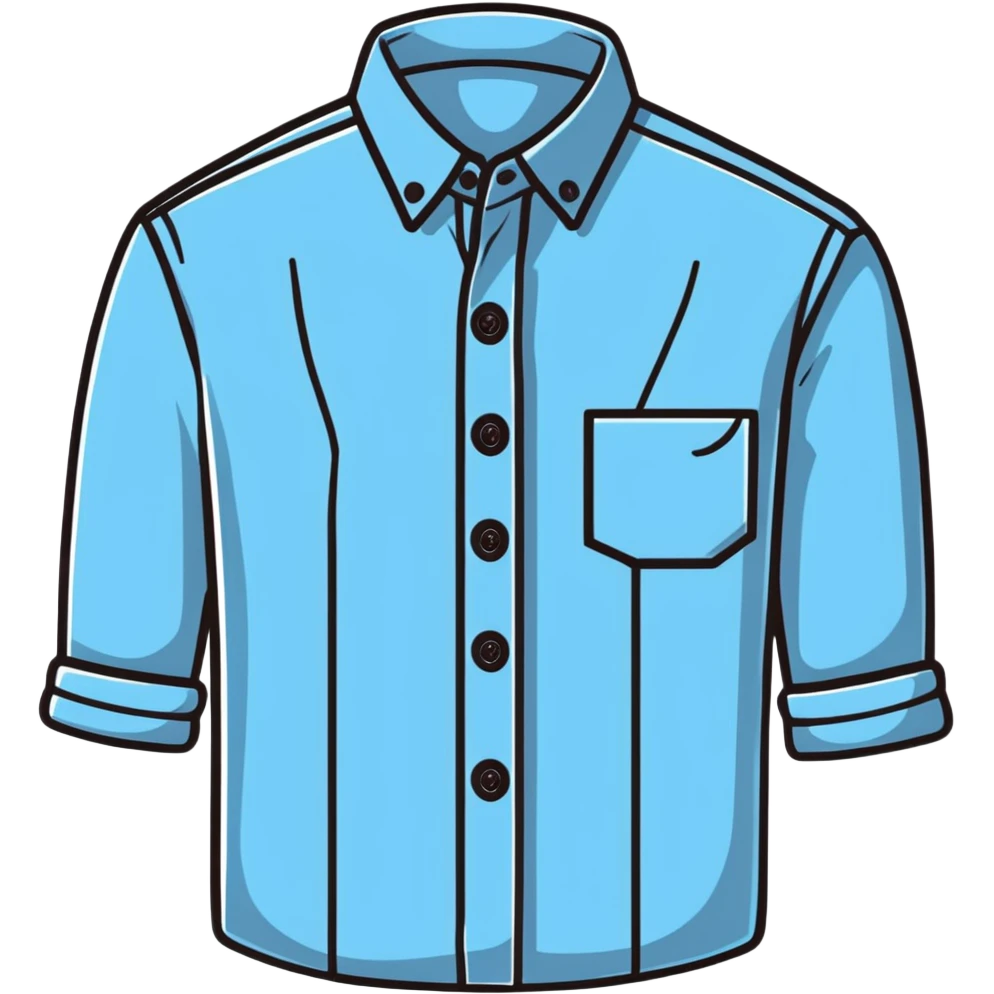 light blue and white vertically striped button down shirt, isolated emoji